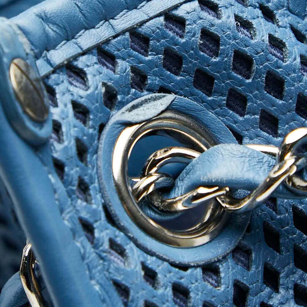 CHANEL Blue Leather Logo Tote Bag - Picture 8 of 12